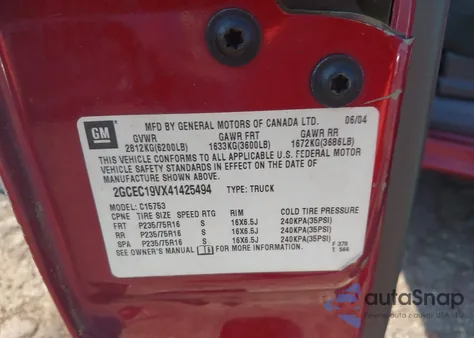 2004 Chevrolet Silverado 1500 Ls z USA, uszkodzony, nr VIN 2GCEC19VX41425494